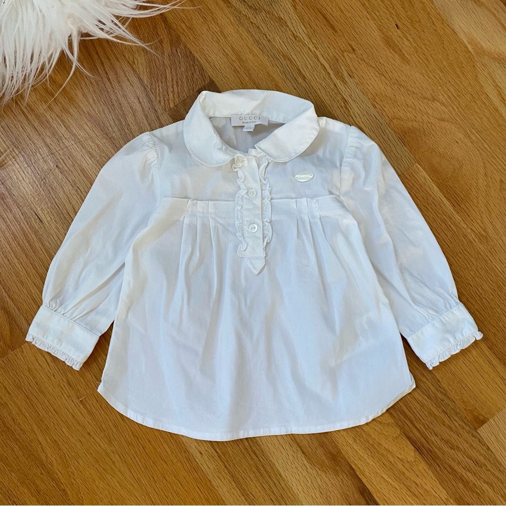 Gucci Baby Infant Girl Ruffle White Blouse